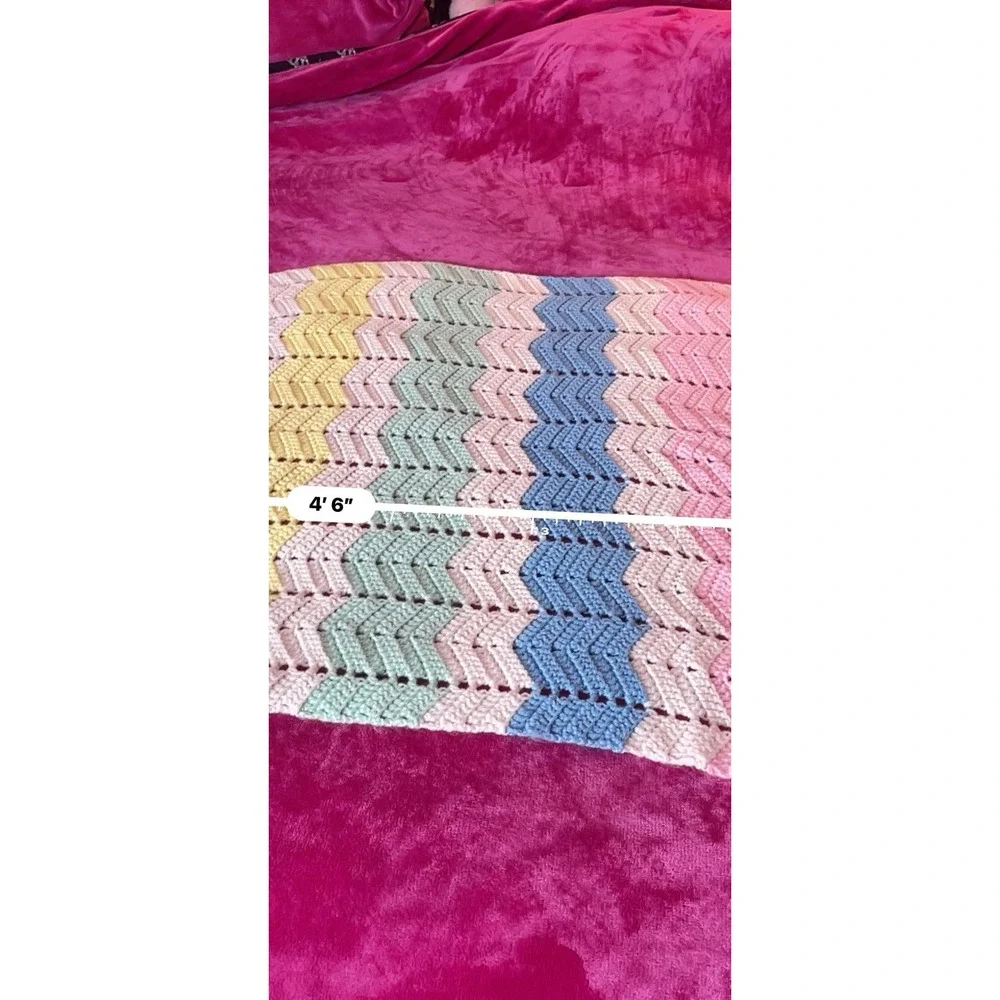 Handmade Multicolor Pastels Crochet  Afghan Granny Square‎ Baby Blanket 54